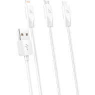 Кабель HOCO X1 Rapid 3-in-1 USB-A to Lightning/Type-C/Micro-USB 1м White