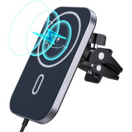 Автотримач для смартфона з бездротовою зарядкою CHOETECH Car Magnetic Mount Inductive Qi Charger 15W (T200-F-201BK)