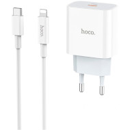 Зарядний пристрій HOCO C76A Speed source 1xUSB-C, PD20W White w/Type-C to Lightning cable (6931474746924)