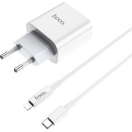 Зарядний пристрій HOCO C76A Plus Speed Source 1xUSB-C PD20W White w/Type-C to Lightning cable (6931474746924)