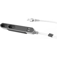 Подовжувач ALLOCACOC PowerBar USB Gray, 2 розетки, 2xUSB, 1.5м (9102/PB2SEU)