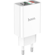Зарядний пристрій HOCO C100A 1xUSB-A, 1xUSB-C, PD20W, QC3.0 White (6931474769800)