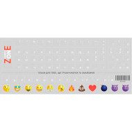 Наліпки на клавіатуру SampleZone прозорі з білими літерами, EN/UA/RU (SZ-N-W)