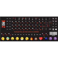 Наліпки на клавіатуру SampleZone чорна/помаранчеві+білі, EN/UA/RU (SZ-BK-RS)