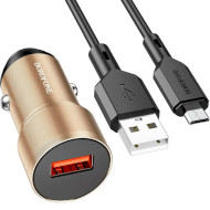 Автомобільний зарядний пристрій BOROFONE BZ19A Wisdom 1xUSB-A Gold w/Micro-USB cable (BZ19AMG)