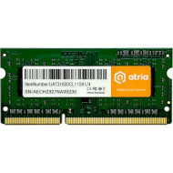 Модуль пам'яті ATRIA SO-DIMM DDR3 1600MHz 4GB (UAT31600CL11SK1/4)