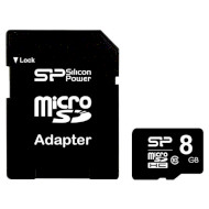 Карта памяти SILICON POWER microSDHC 8GB Class 10 + SD-adapter (SP008GBSTH010V10SP)