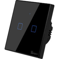Розумний бездротовий вимикач SONOFF Smart Wall Touch Switch Black 2-Button w/neutral (T3EU2C-TX)