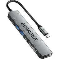 Порт-репликатор ESSAGER 7-in-1 USB-C to HDMI, USB-C, 2xUSB-A, TF/SD, PD60W (EHB07-QH0G-Z)