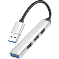 USB-хаб HOCO HB26 4-in-1 USB-C to 1xUSB3.0, 3xUSB2.0 Silver