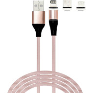 Кабель XOKO SC-400 Magneto Liquid Silicone 3-in 1 USB to Lightning/Micro-USB/Type-C 1м Rose Gold (SC-400MGNT-RS)