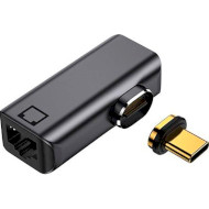 Мережевий адаптер POWERPLANT Magnetic USB Type-C - Ethernet RJ45 Adapter Black (CA914296)