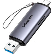 Кардрідер UGREEN CM185 USB Type-C + USB3.0 for TF/SD Card Reader Gray (50706)
