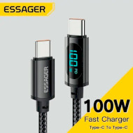 Кабель ESSAGER Enjoy LED Digital Display 100W Charging Cable Type-C to Type-C 2м Black (EXCTT1-XYA01-P)