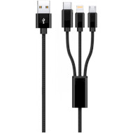 Кабель PROOVE Triple Connection 3-in 1 USB-A to Type-C/Micro-USB/Lightning 1.2м Black