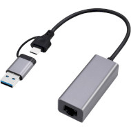 Сетевой адаптер CABLEXPERT USB3.1 + Type-C to Gigabit Network Adapter Gray (A-USB3AC-LAN-01)