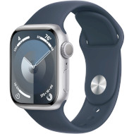 Смарт-часы APPLE Watch Series 9 GPS 41mm Silver Aluminum Case with Storm Blue Sport Band S/M (MR903QP/A)