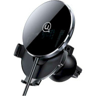 Автодержатель для смартфона с беспроводной зарядкой USAMS US-CD164 Magnetic Air Vent Car Holder with 15W Wireless Charger Transparent (CD164DZ02)
