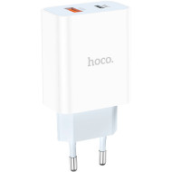 Зарядний пристрій HOCO C97A 1xUSB-A, 1xUSB-C, PD20W, QC3.0 White (6931474766076)