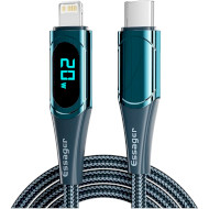 Кабель ESSAGER LED Digital Display Fast Charging Data Cable PD20 W Type-C to Lightning 2м Blue (EXCTL-YDA03)