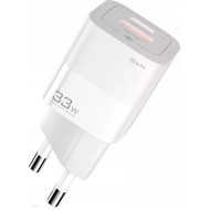 Зарядное устройство ESSAGER Square Brick 33W 1xUSB-A, 1xUSB-C GaN Travel Charger White (ECTCA-FZB02)