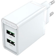 Зарядний пристрій VENTION Two-Port USB-A, QC3.0, 18W Wall Charger White (FBAW0-EU)