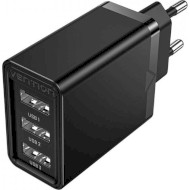 Зарядний пристрій VENTION Three-Port USB-A 12W Wall Charger Black (FEAB0-EU)