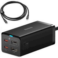 Зарядное устройство BASEUS GaN5 Pro Desktop Fast Charger 1U+2C+HDMI 67W Black w/Type-C to Type-C cable (CCGP110201)