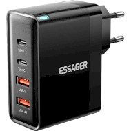 Зарядний пристрій ESSAGER Grace 100W 2xUSB-A, 2xUSB-C, PD3.0, QC3.0 GaN Travel Charger Black (ECT2CA-QYB01-Z)