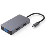 Порт-репликатор HISMART USB-C to 2xHDMI, 1xVGA,1xUSB3.0, PD60W