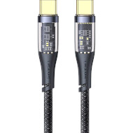Кабель USAMS US-SJ574 Type-C To Type-C PD 100W Aluminum Alloy Transparent Data Cable 1.2м Black (SJ574USB02)