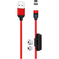 Кабель XO NB128 3-in-1 USB-A to Lightning/Micro-USB/Type-C 1м Red