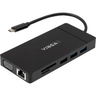 Порт-репликатор VINGA USB-C to HDMI, VGA, 3xUSB3.0, 1xUSB2.0, RJ-45, SD/TF, PD100W, AUX (VHYC10)