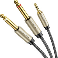 Кабель UGREEN AV126 3.5mm TRS to Dual 6.35mm TS Audio Cable mini-jack 3.5 мм - 2 x jack 6.35 мм 2м Gray (10615)