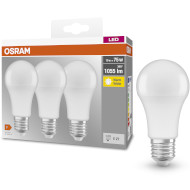 Лампочка LED OSRAM LED Base A60 E27 10W 2700K 220V (3 шт. в комплекті) (4058075819436)