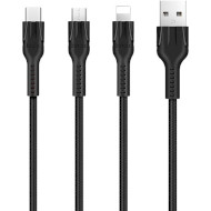 Кабель HOCO U31 Benay USB-A to M+L+C 1.2м Black