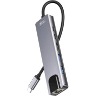 Порт-репликатор XO HUB013 6-in-1 USB-C to HDMI, 2xUSB-A, USB-C, PD100W, RJ-45 (XO-HUB013SL)