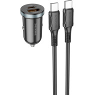 Автомобільний зарядний пристрій BOROFONE BZ22 Scenery 1xUSB-A, 1xUSB-C, PD30W, QC3.0 Black w/Type-C to Type-C cable