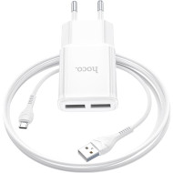 Зарядное устройство HOCO C88A Star round 2xUSB-A White w/Micro-USB cable (6931474749536)