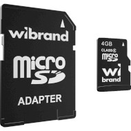 Карта памяти WIBRAND microSDHC 4GB Class 4 + SD-adapter (WICDC4/4GB-A)