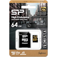 Карта пам'яті SILICON POWER microSDHC High Endurance 64GB UHS-I U3 V30 A1 Class 10 + SD-adapter (SP064GBSTXDV3V1HSP)