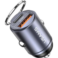 Автомобільний зарядний пристрій USAMS US-CC206 C38 PD30W Dual Ports Invisible Ring Car Charger Tarnish (CC206CC01)