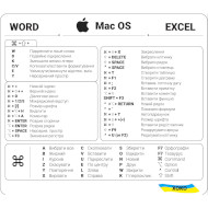 Наліпка на ноутбук із клавішами гарячого доступу XOKO прозорі з білими літерами, для Word/Excel на macOS (XK-MCR-WMEW)
