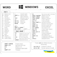 Наклейка на ноутбук с клавишами горячего доступа XOKO прозрачные с белыми буквами, для Word/Excel на Windows (XK-MCR-WWEW)