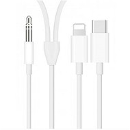 Кабель VOLTRONIC AUX 3.5mm - USB Type-C/Lightning 1м White (JH-CM32)