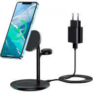 Беспроводное зарядное устройство CHOETECH T585-F 3-in-1 Magnetic Wireless Charger Station Black