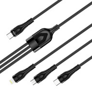 Кабель COLORWAY 3-in-1 Type-C to Apple Lightning/Micro-USB/Type-C 3A 1.2м Black (CW-CBPDU3060-BK)