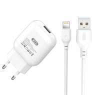 Зарядний пристрій XO L37 1xUSB-A, 2.1A White w/Lightning cable (L37I-WH)