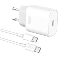 Зарядний пристрій XO L91 1xUSB-C, PD25W White w/Type-C to Type-C cable (L91C-WH)