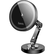 Автотримач з бездротовою зарядкою HOCO HW26 Jacques Metal Magnetic Wireless Fast Charging Car Holder Black Metal Gray